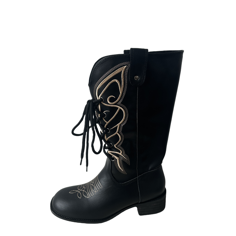Genuine Leather 2026 New Embroidered Western Cowboy Boots Pointed Toe Chunky Heel Short Boots Women Ankle Boots - Image 5